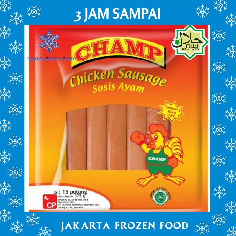 

Sosis Ayam CHAMP Isi 15 Chicken Sausage 375 gr Makanan Halal Enak Murah