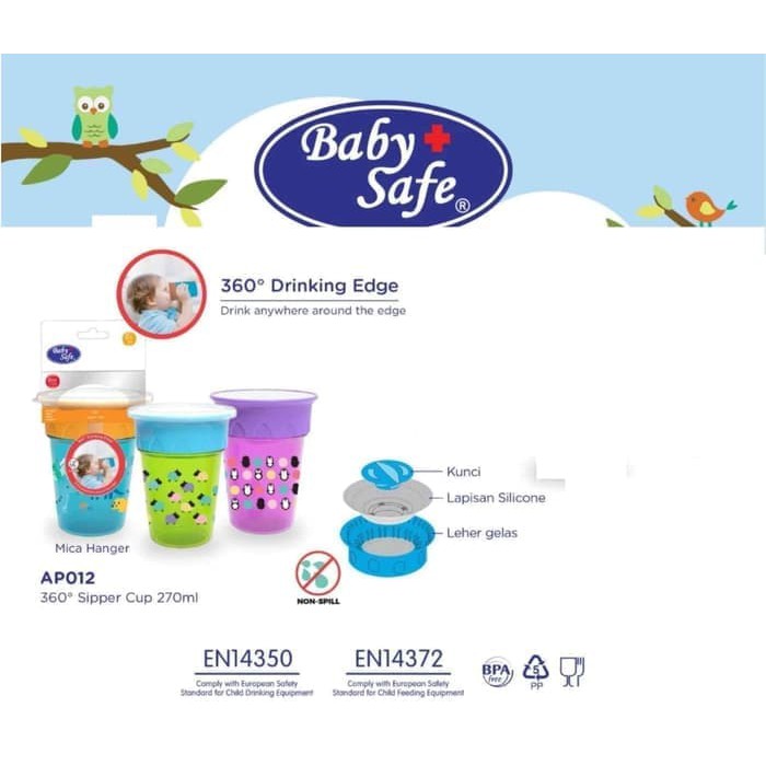 BABYSAFE 360 Sipper Training Cup with Handle Gelas Minum Bayi Cangkir Anak