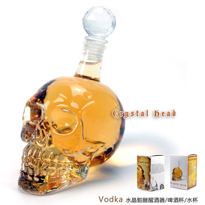 Crystal Skull Whiskey Decanter Jug Glass |Botol Whiskey Set Free 2 cup