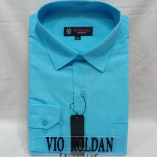 Vio Roldan warna biru AQUA  lengan panjang kemeja polos pria