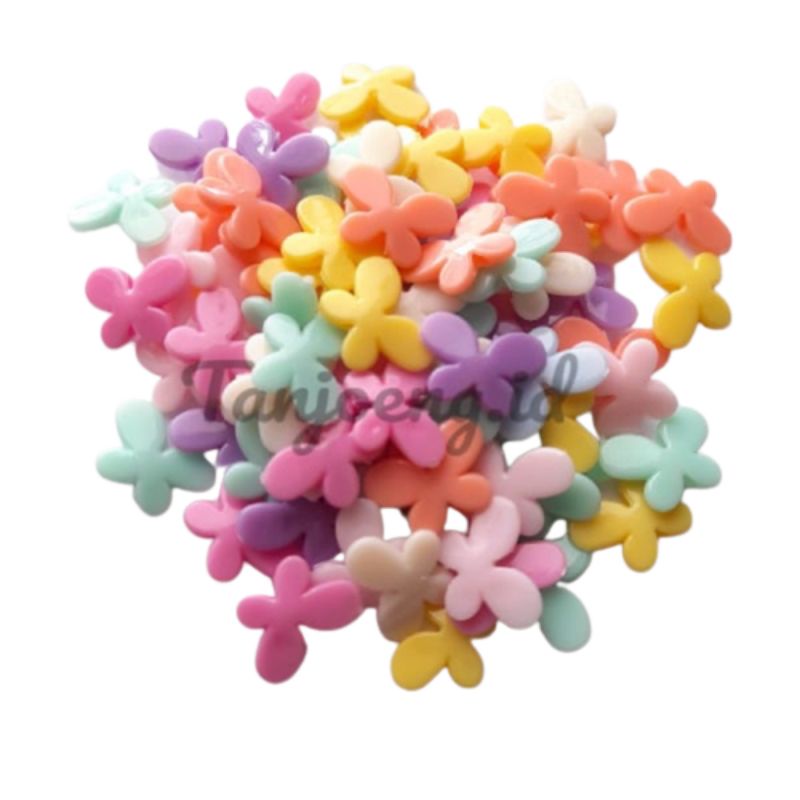 (50 pcs) Mote Manik Kupu Pipih Pastel Manik Kupu Kupu SuSu