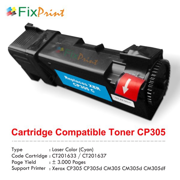 Catridge Compatible Fuji Xerox CP305 Cyan, CT201633 Murah