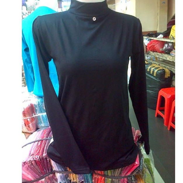 Kaos polos wanita kerah tinggi / manset kerah tinggi