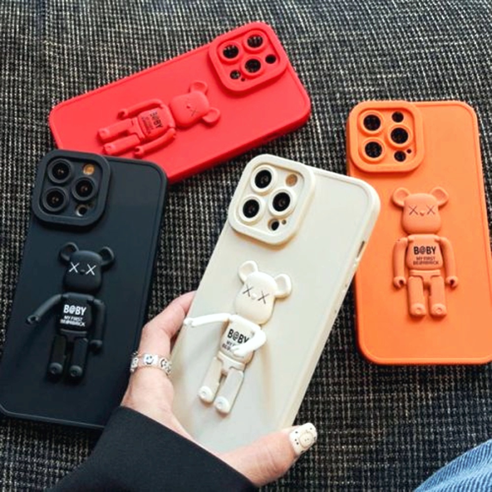 Case iPhone X XS XR Xs Max 11 11 Pro 11 Pro Max 12 12 Pro Max 13 13 Pro Max 2IN1 Case + Kaws Doll Cam 3D Softcase Liquid Pro Camera Protection Camera