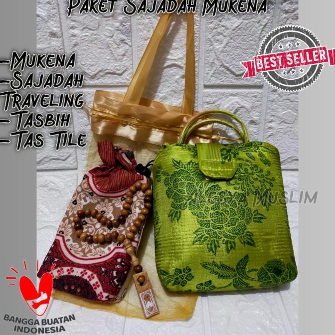 Best Product Souvenir Tahlilan Haji Umroh Mukena Sajadah Tasbih Plus Tas Tile - Paling Dicari