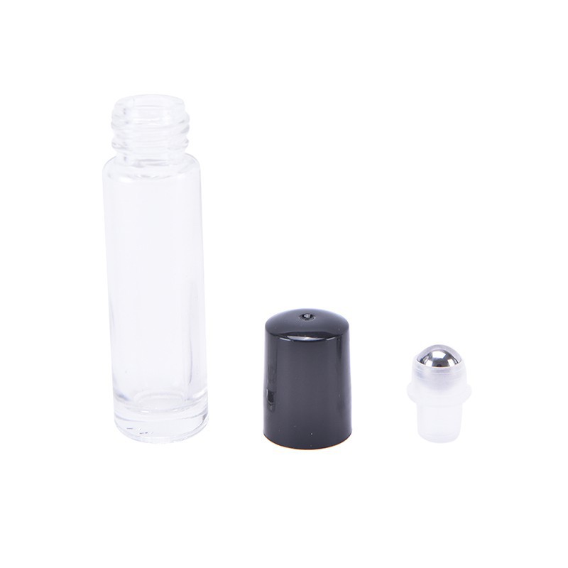 Botol roll on kaca tebal - tutup hitam 10ml