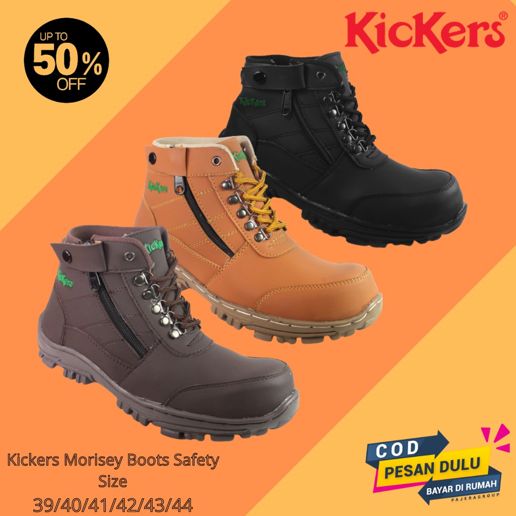 SEPATU SAFETY BOOTS PRIA KICKERS MORISEY UJUNG BESI SLETING TOURING HIKING BIKERS MURAH-COD