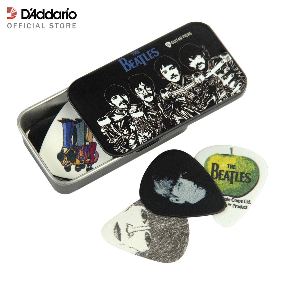 D'Addario 1CAB4-15BT3 The Beatles Signature Guitar Pick Tins, Sgt. Peppers, 15 picks