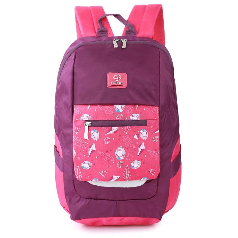 Herbie - Tas Backpack Wanita Terbaru Ungu Kombinasi Pink | Tas Ransel Cantik | Tas Sekolah Kerja Kekinian Cewek Style Milenial High Quality Bahan Cordura