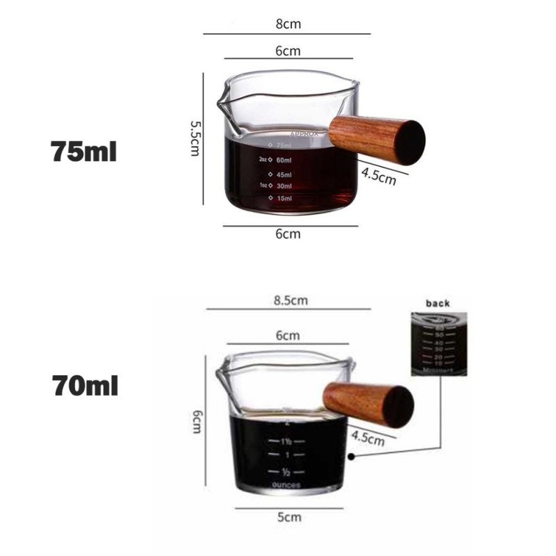 Gelas Takar Ukur Espresso Measuring Cup Double Mouth Borosilica Glass