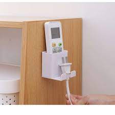 &lt; M.A &gt;Holder HP Remote 2 in 1 Tempel Dinding Lem Super Kuat - Rak Colokan Charge HP Multifungsi