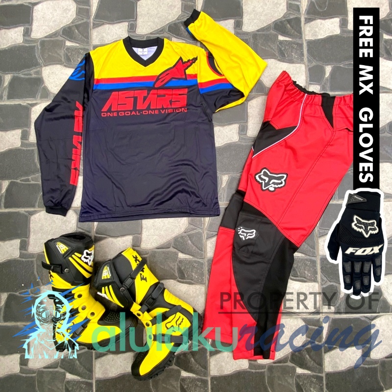 Jersey, Celana, Sarung Tangan &amp; Sepatu SV Fullset MX Trail Motocross - Paket Bundling ASCTSV040315-F41