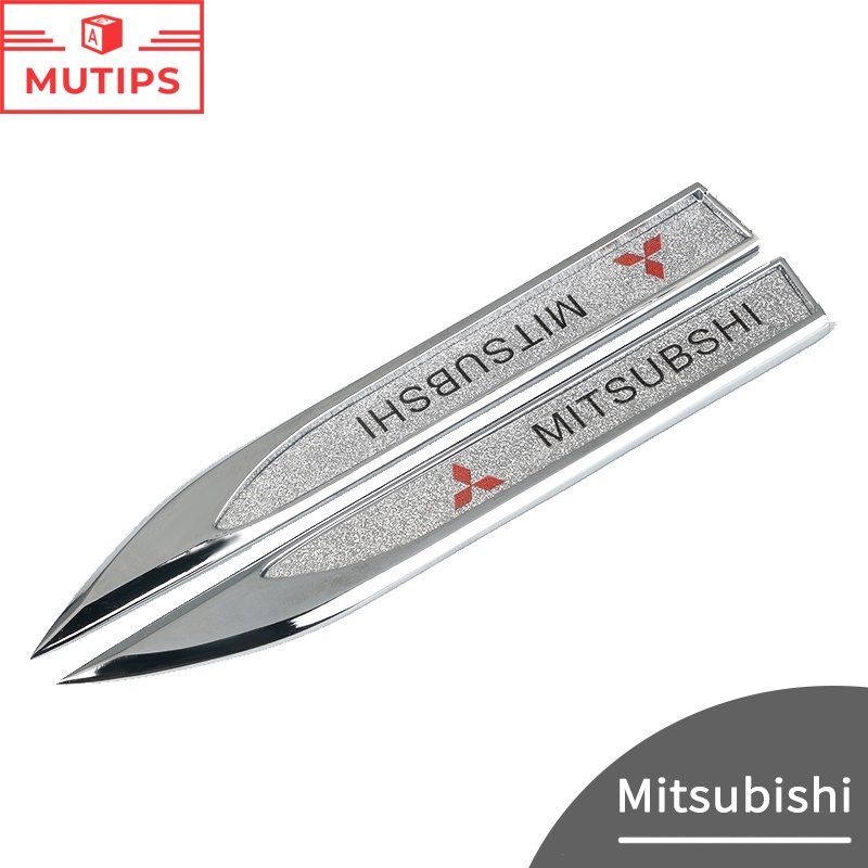 2pcs Stiker Logo Mitsubishi Lancer Pajero Outlander Bahan Metal Aksen Berlian Imitasi Untuk Pintu Mobil