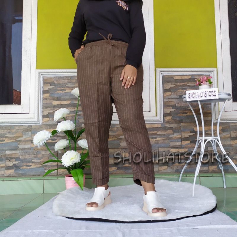 BAGGY PANTS SALUR SIZE M L XL XXL / CELANA BAGGY PANTS WANITA SALUR/ CELANA LINEN WANITA JUMBO MOTIF SALUR / CELANA LUNA SALUR JUMBO / ZARA PANTS / CELANA PANJANG WANITA TERBARU BAHAN SEMI WOLL PREMIUM SIZE M-L-XL SAMPAI JUMBO XXL / LINEN PANTS HIGH WAIST