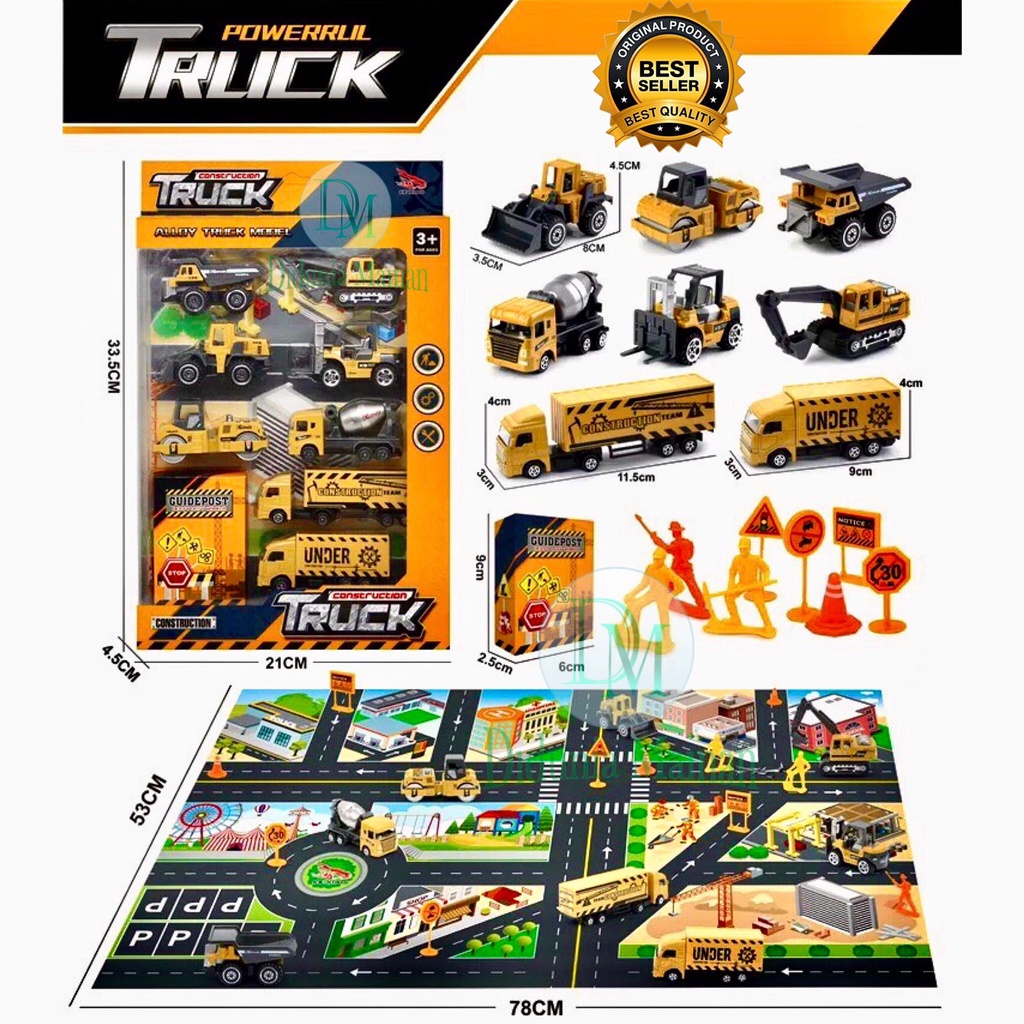 Diecast Mobil Truck Metal Koleksi Mainan set Anak laki laki Super Powerful Construction Playmart