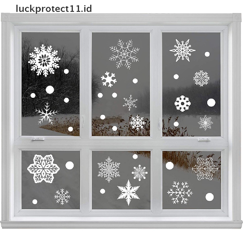 37pcs Stiker Kaca Film Statis Motif Kepingan Salju Glitter Untuk Natal