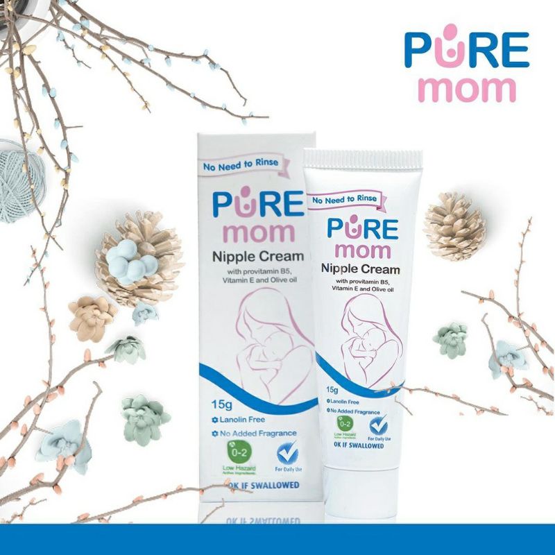 Pure Mom Nipple Cream 15g | Salep Krim Untuk Puting Ibu Aman Untuk Bayi | Pure Kids Baby