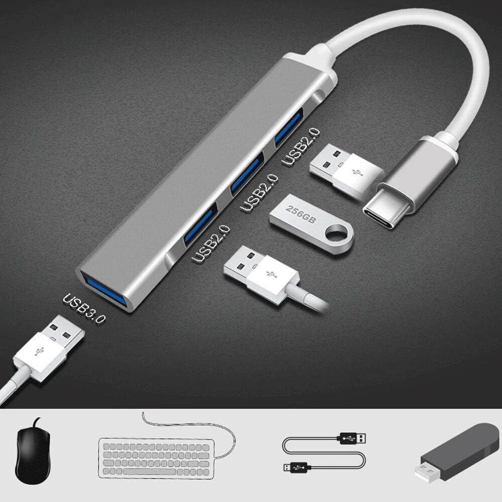 Type c to Usb-a hub 4 port 3.0 2.0 slim for laptop macbook hp pc c-809 c809 - Terminal Usb-a 4 slot