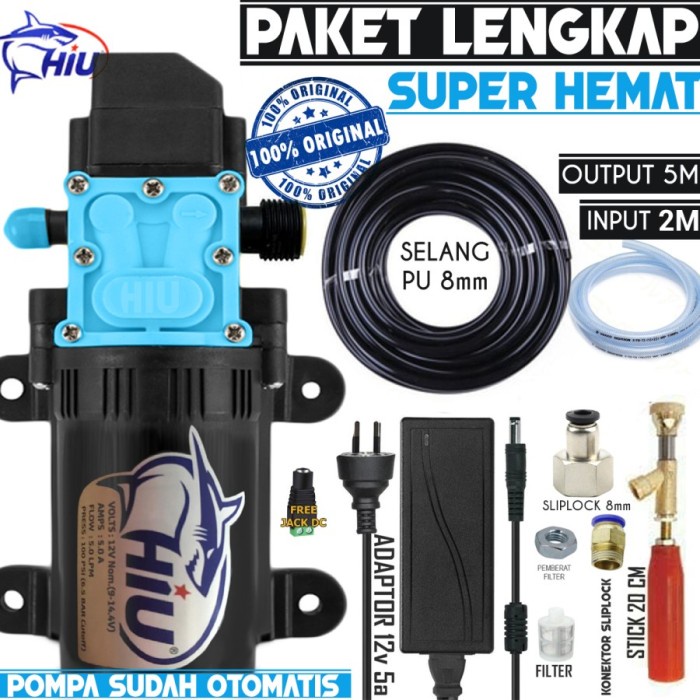 Stok Terakhir PAKET mini steam pompa Hiu SUPER HEMAT 5LPM 6.5 BAR 100PSI selang 8mm Murah