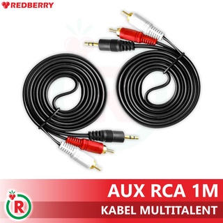 Kabel Audio aux 2 in 1 Jack 3.5mm to RCA hitam 1meter