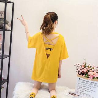  Kaos  T shirt Sexy Model Backless Lengan  Pendek Warna Hijau  