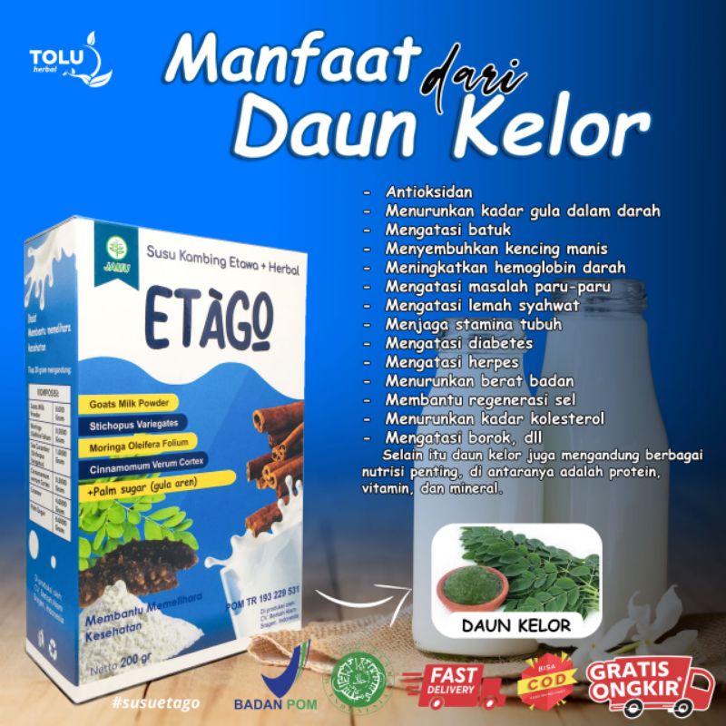 

ETAGO Susu Kambing Etawa plus Herbal / Aman untuk Penderita Diabetes