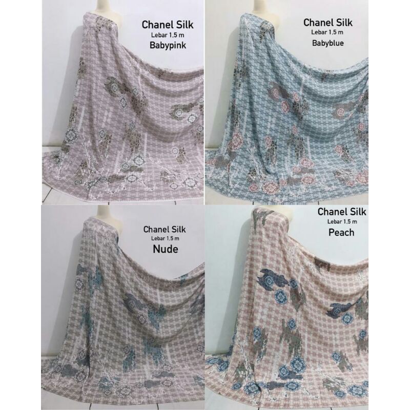 chanel silk / motif nagita slavina / kain meteran lebar 1.5 m(per 0.5 meter)