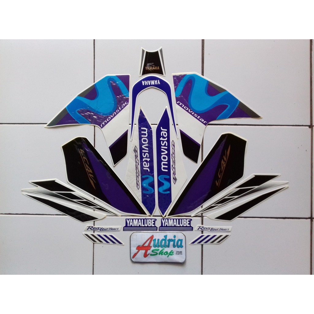 Stiker Striping Motor Yamaha New Vixion Movistar Biru Shopee