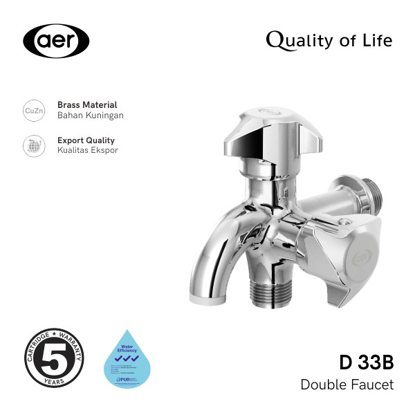 Aer Kran Double Kuningan / Brass Double Faucet D 33b