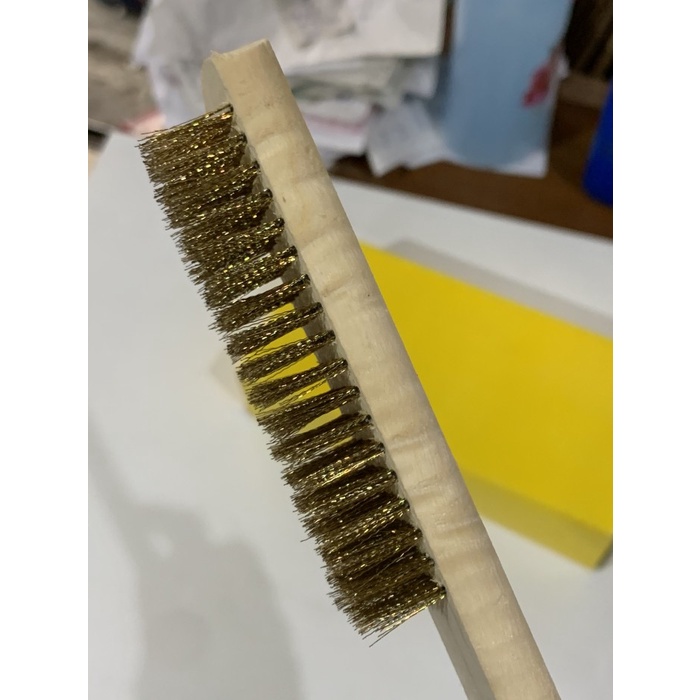 Sikat Kawat Kuningan Gagang Kayu 8 Baris Eagle [12pc]