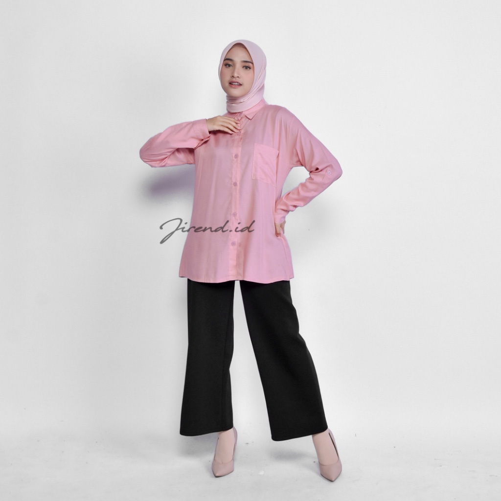 Kemeja Polos Tangan Skoder/ Rayon/ Lengan Panjang