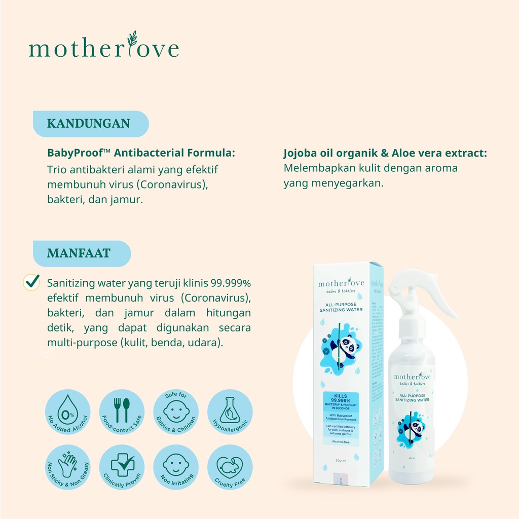 MOTHER LOVE ALL PURPOSE SANITIZING WATER 200ML