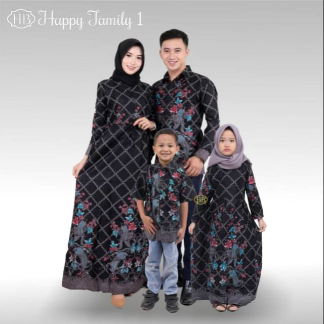 Batik Gamis Kemeja Couple Family Papa Mama Anak Lebaran