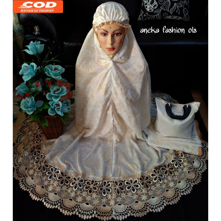 Mukena Mukenah Mukna Jumbo dewasa Renda Katun Poil Kd Mix Motif Prada Putih Milo Bw Adem Lembut Mewa