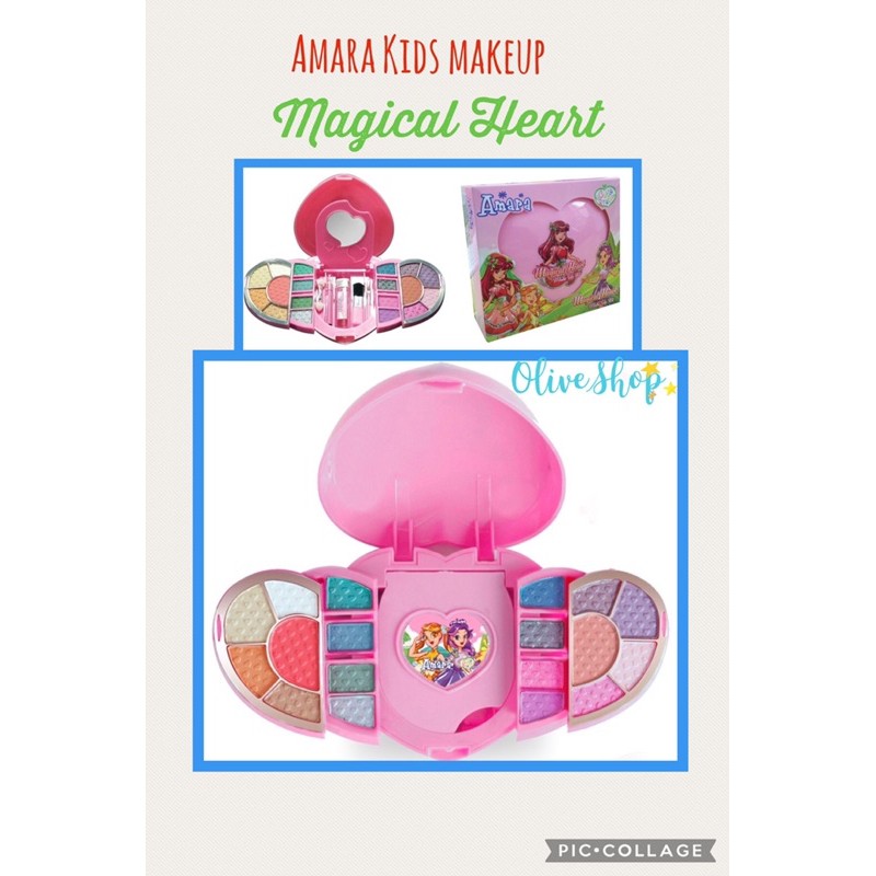 OliveShop ❤️ Amara Makeup Anak Kids Make Up Beauty Bag Princess Bag Magical Heart Make Up Kit