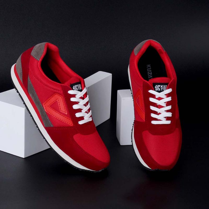 Sepatu Casual Sneakers Pria Terbaru Merah Marun | Sepatu Klasik Ringan Olahraga Anti Slip