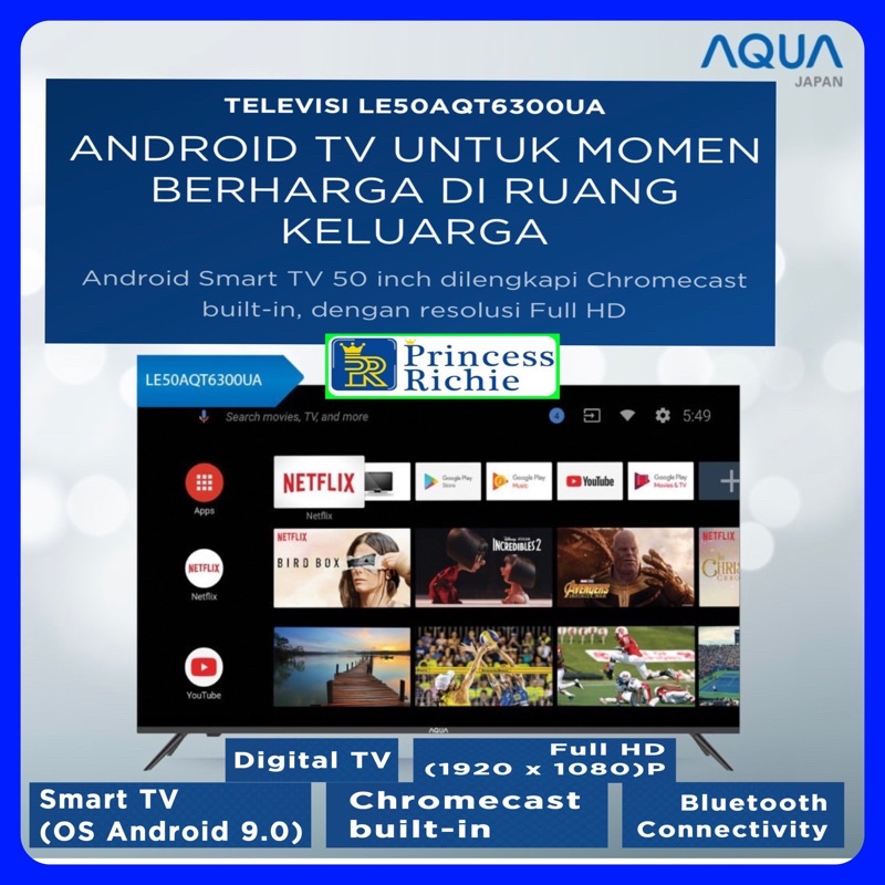 Aqua android smart full hd tv 50 inch LE50AQT6300UA