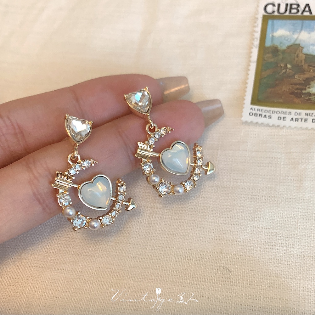 Alice Anting Tusuk Desain Hati Hias Opal Gaya Retro Untuk Wanita