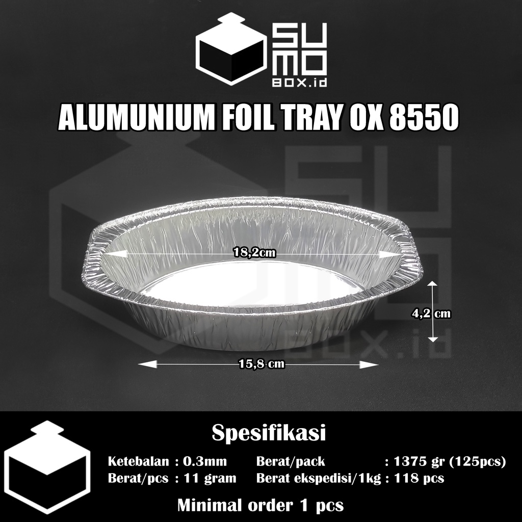 Alumunium foil tray OX 8550 tanpa tutup / macaroni schotel / pastel tutup / lasagna / klapertaart