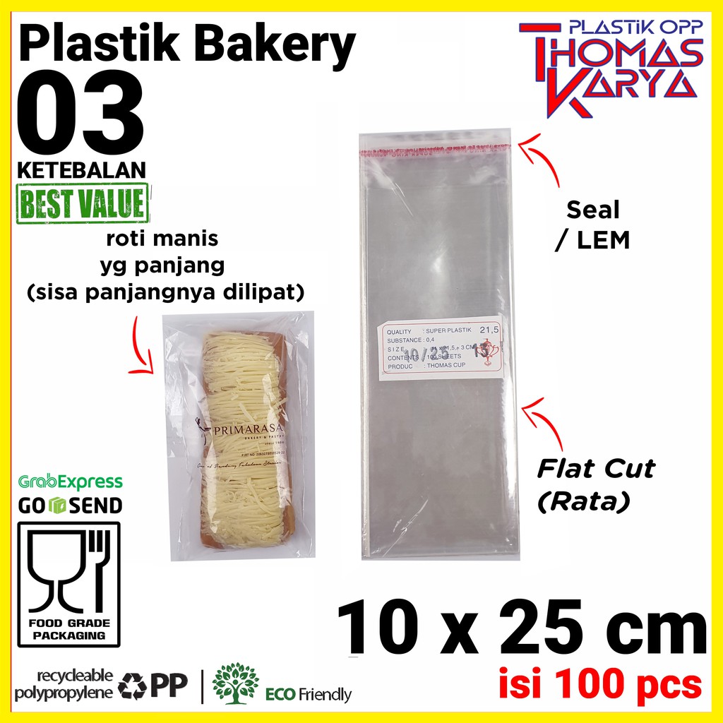 Jual 10x25 Cm Plastik Opp Tipis Lem Plastik Undangan Plastik Bakery Plastik Roti Manis 1294