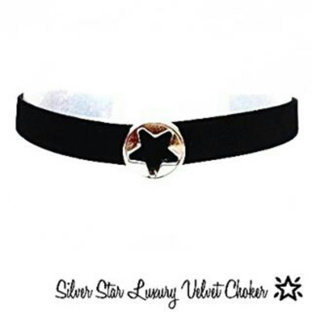 Silver Star Luxury Black Velvet Choker Necklace | Kalung Handmade Premium Collection