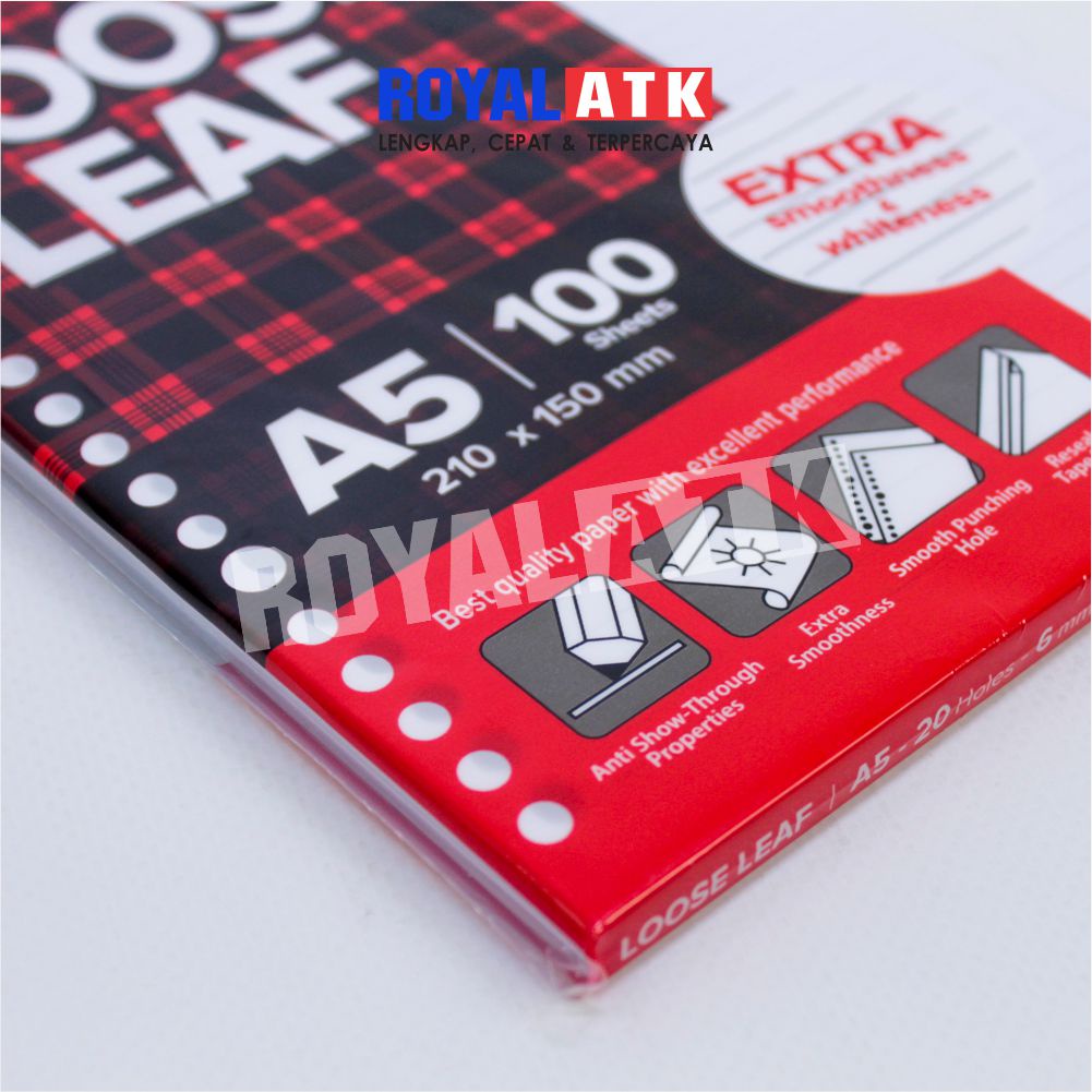 100 Lembar Loose Leaf Big Boss Garis A5 20 Holes