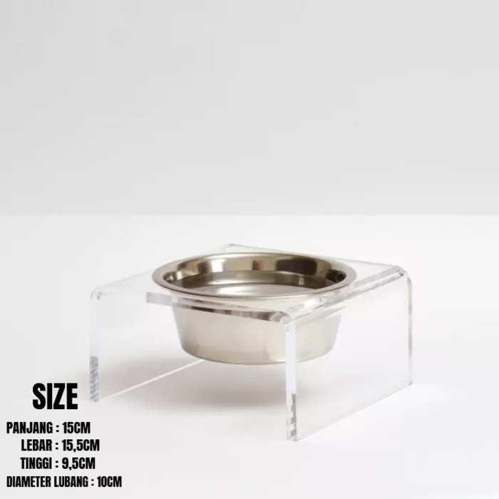 Stand Pet Bowl Acrylic / Holder Tempat Makan Hewan Peliharaan Akrilik