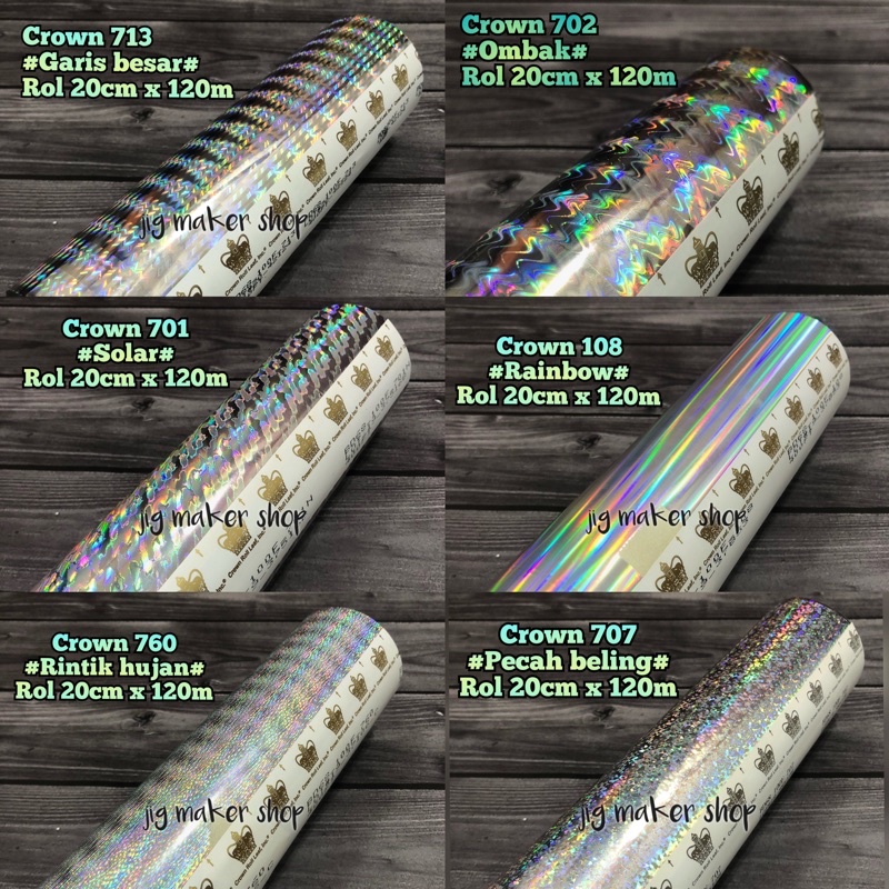 hologram hot stamping foil lure dan metal jig- CROWN/USA - ROL 20cm x120 meter