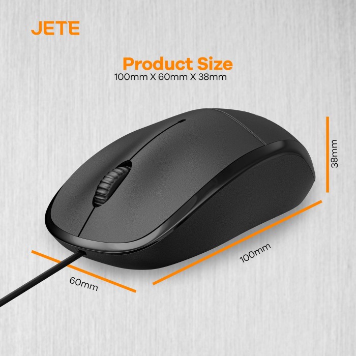 Mouse Kabel Optical JETE MO1 1000DPI - Garansi Resmi 2 Tahun - Merah