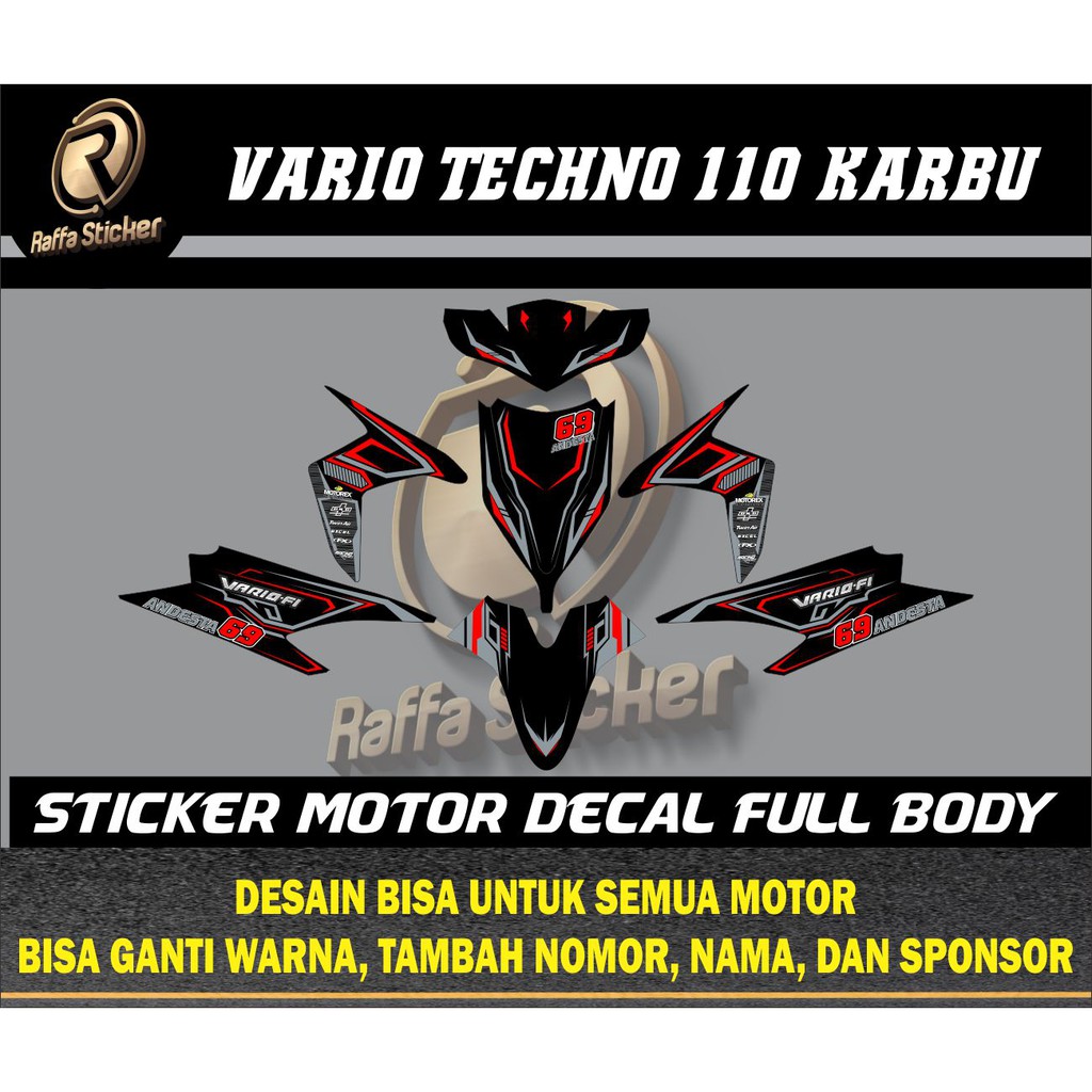 Striping decal vario techno 110 karbu fullbody