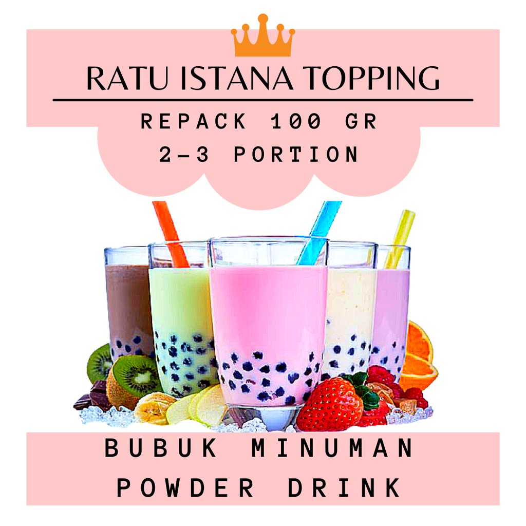 

BUBUK MINUMAN RASA 100GR - BUBBLE DRINK MILKSHAKE BOBA - ICE BLEND POWDER - SERBUK THAI TEA POP ICE