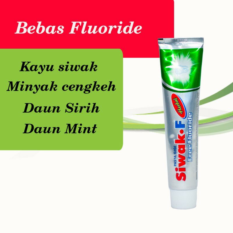 Pasta Gigi Odol Herbal Siwak F Free Non Bebas Flouride 190gr