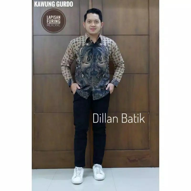 Batik Pria Asli Solo Lapis Furing Lengan Panjang Peksi Ndangak