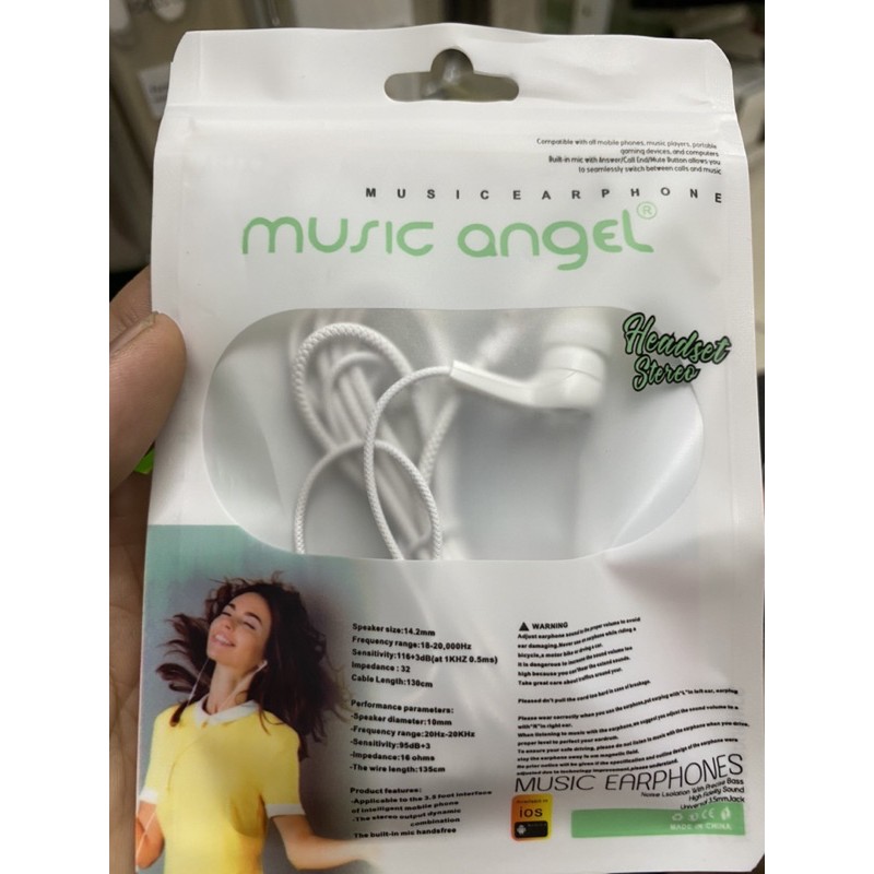 Handsfree / Headset Music Angel / Handsfree Musik Angel Makaron Tali Sepatu / Extra bass Earphone